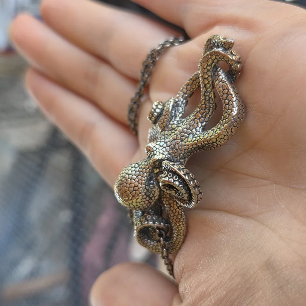 Silver Octopus Pendant Necklace And Matching Earrings - Picture 4 of 6